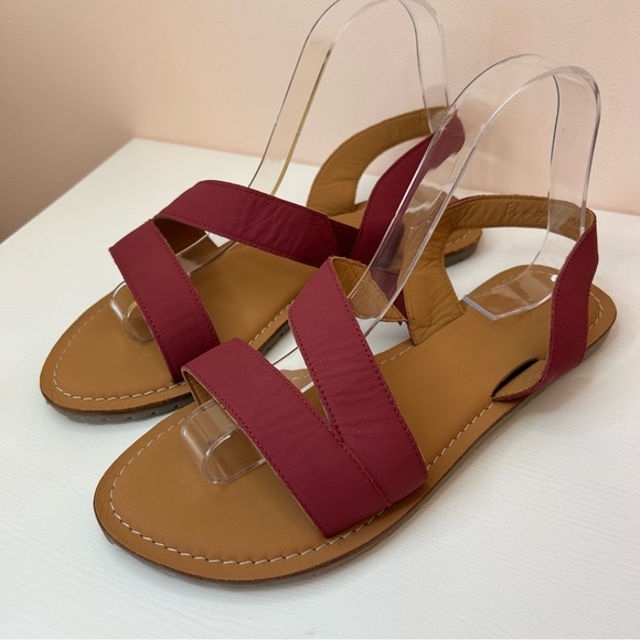 Seasalt Shoes - Seasalt Sunny Cove Leather Sandals Size UK 6 Burgundy Red Slingback Flat